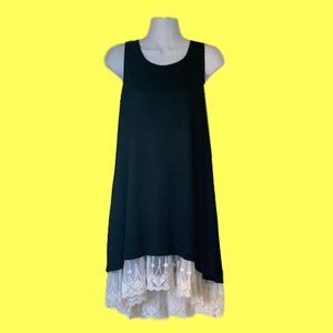 Umgee Sleeveless Dress with Antique Lace Hem